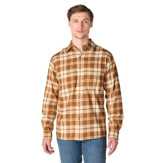 Relaxed Fit Midweight Flannel Long-Sleeve Plaid Shirt