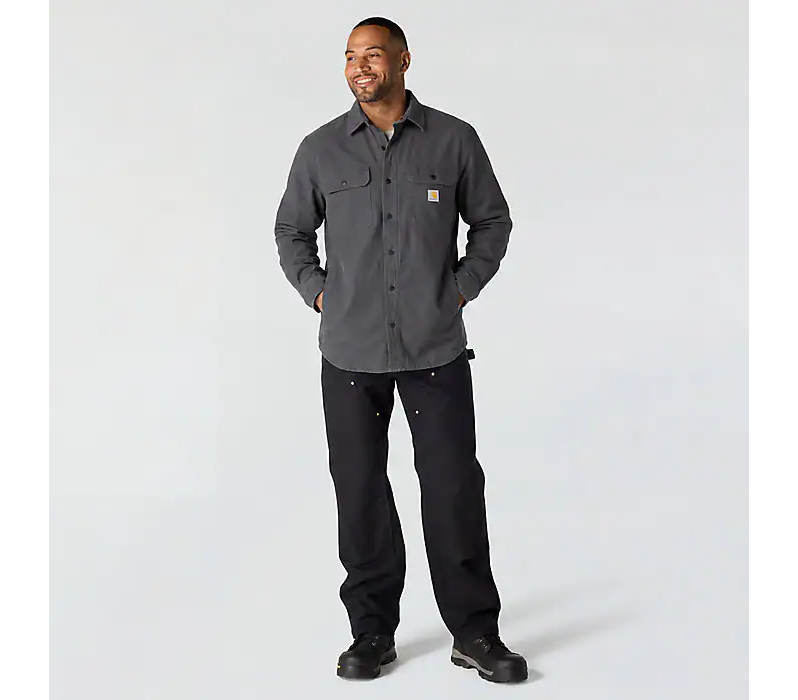 Relaxed Fit Canvas Fleece-Lined Shirt Jac
