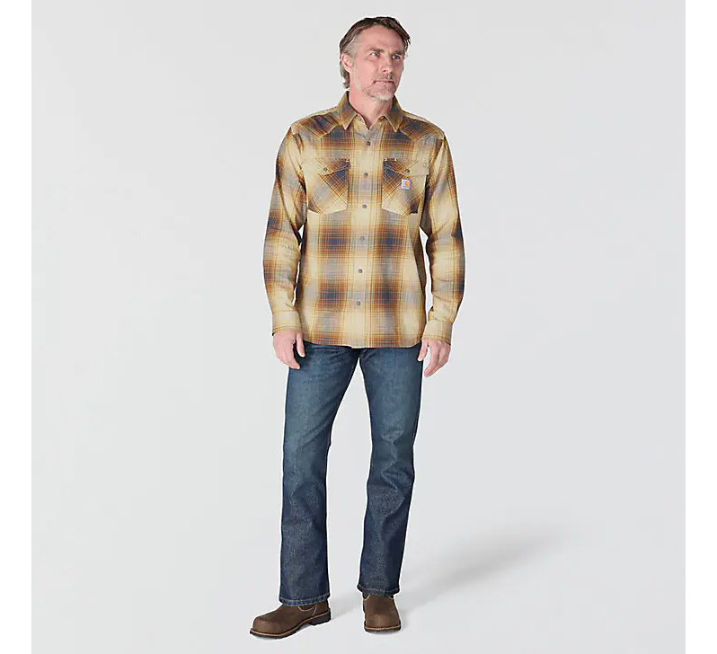 Montana Rugged Relaxed Fit Lightweight Long-Sleeve Press-Stud Front Check Shirt