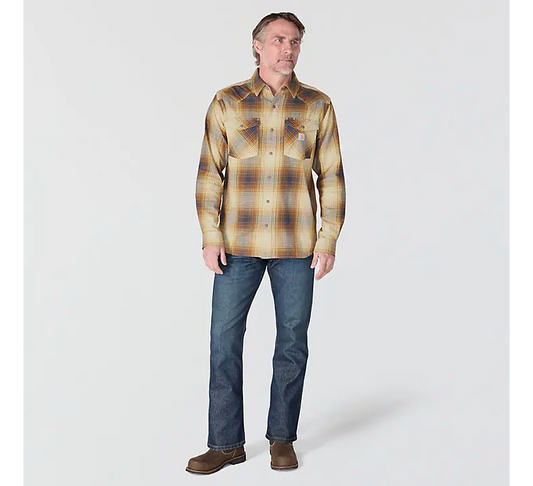Montana Rugged Relaxed Fit Lightweight Long-Sleeve Press-Stud Front Check Shirt