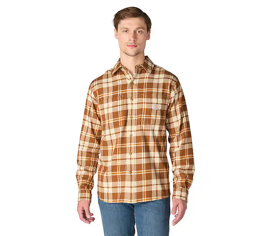 Relaxed Fit Midweight Flannel Long-Sleeve Plaid Shirt