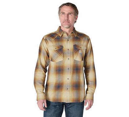 Montana Rugged Relaxed Fit Lightweight Long-Sleeve Press-Stud Front Check Shirt